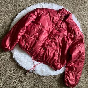 Liz Wear Puffer Coat Vintage Pink Snap‎ & Zip Front Womens Size Medium